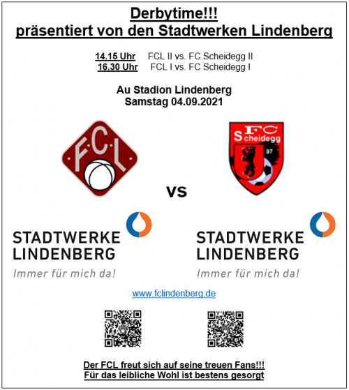 Derbytime gegen den FC Scheidegg Samstag ab 14.15 Uhr